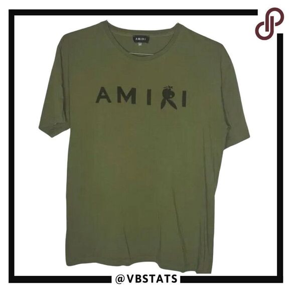 Amiri Reverse Bunny Short Sleeve Army Green Shirt Size 3XL Fits Like Large - Picture 2 of 10
